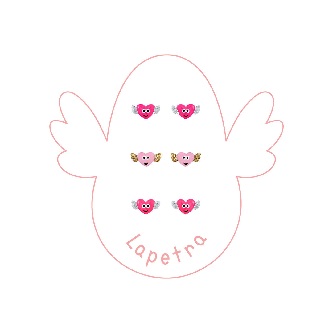 Winged Heart Enamel Earrings