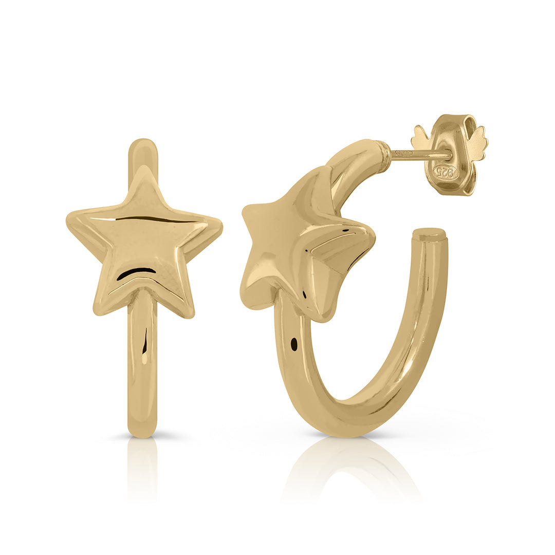 Mini oval volumetric star earrings