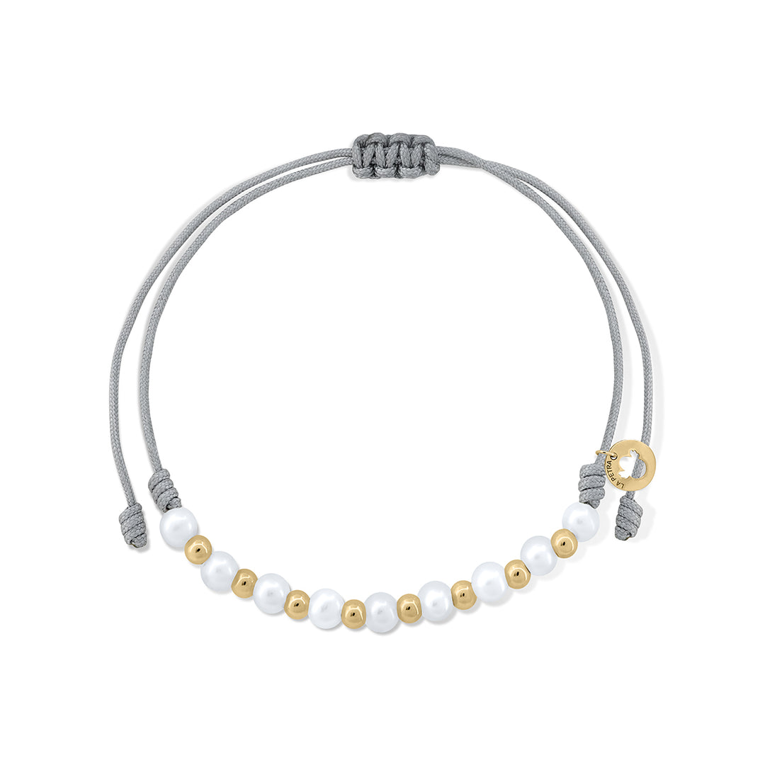 Pulsera Oro Macramé perlas