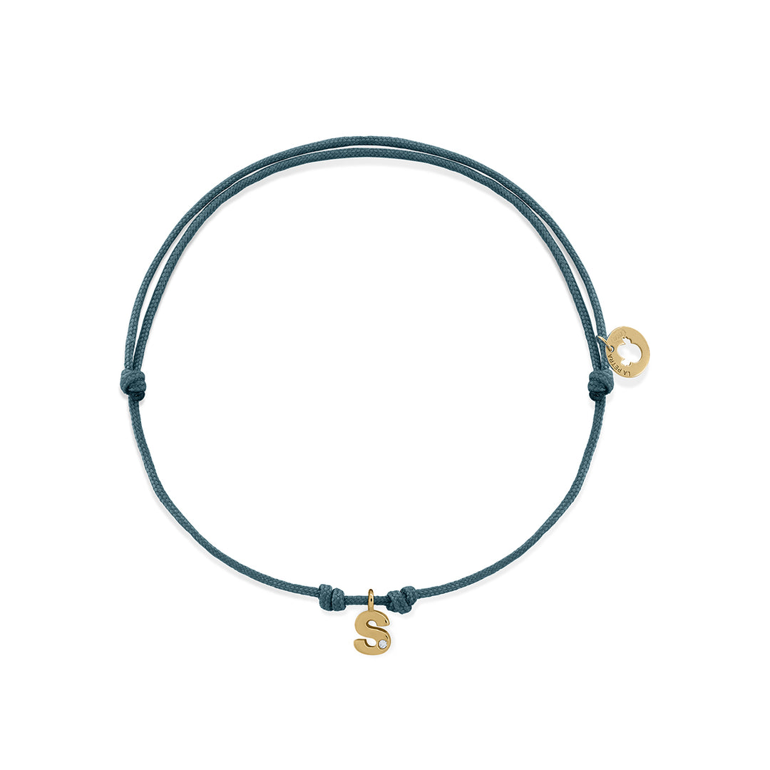 Pulsera oro diamante Lilly Macramé inicial