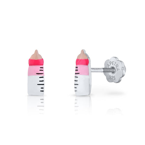 Baby Bottle Enamel Earrings