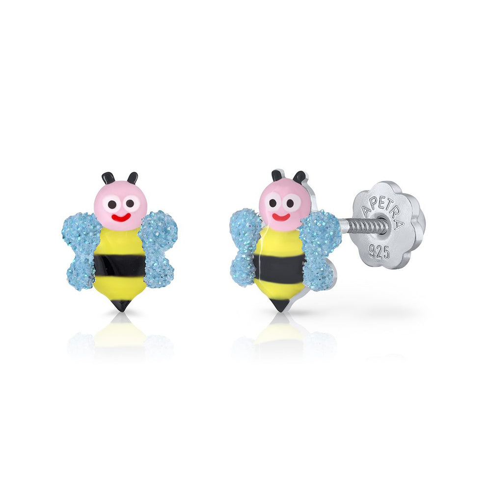 Pendientes Abeja Rosca Azul