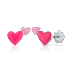 Double Heart Enamel Earrings