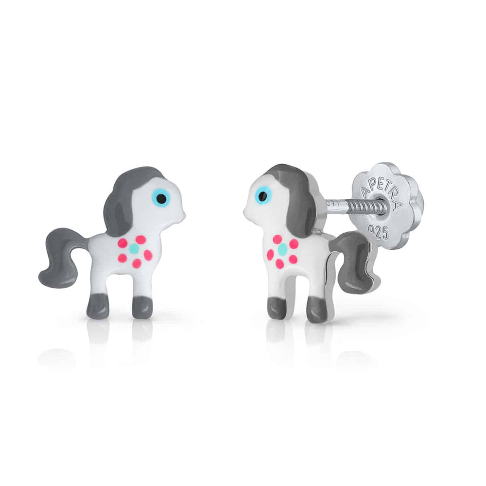 PENDIENTE ROSCA CABALLO GRIS 