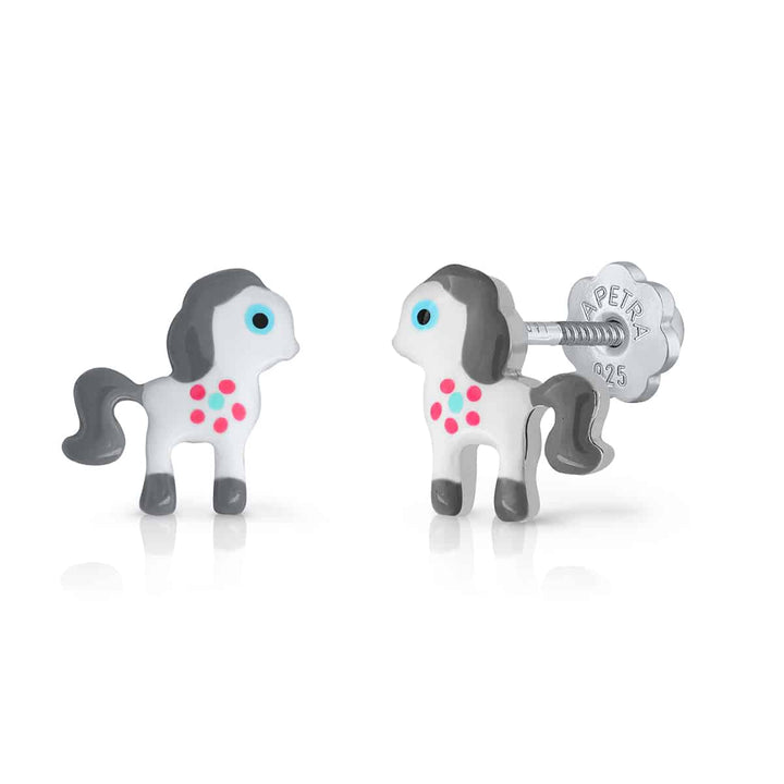 PENDIENTE ROSCA CABALLO GRIS 