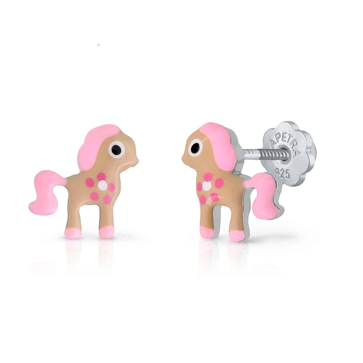 PENDIENTE ROSCA CABALLO ROSA