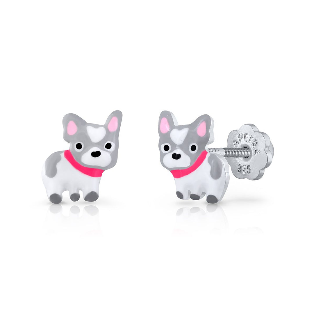 Pendiente Bulldog Baby Rosca Gris