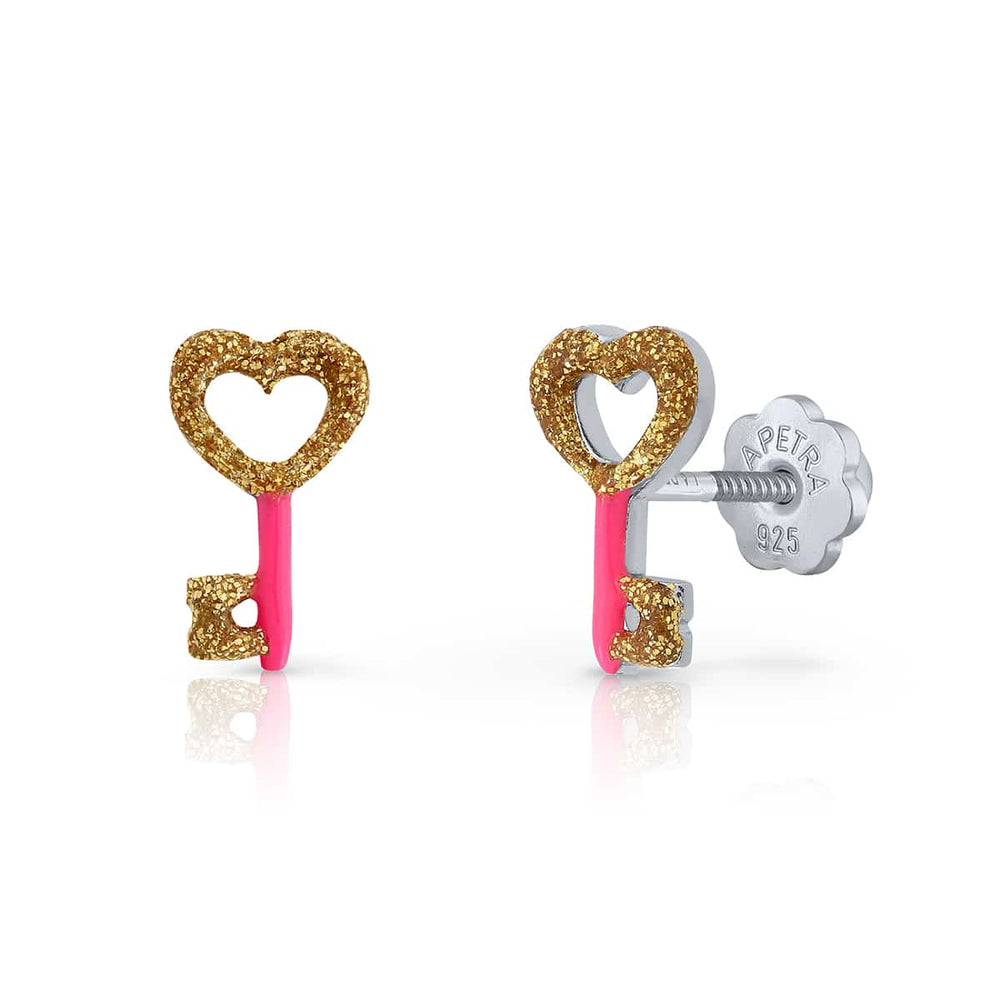 Key Enamel Screw Earrings