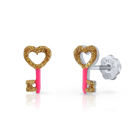 Key Enamel Screw Earrings