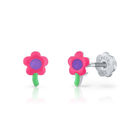 Mini Flower Enamel Earrings