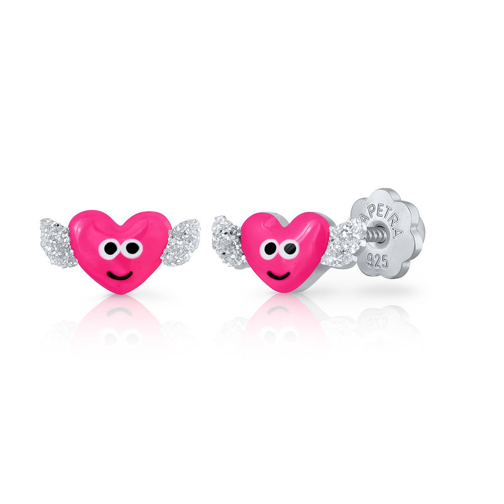 Pendientes Corazón Alas rosca