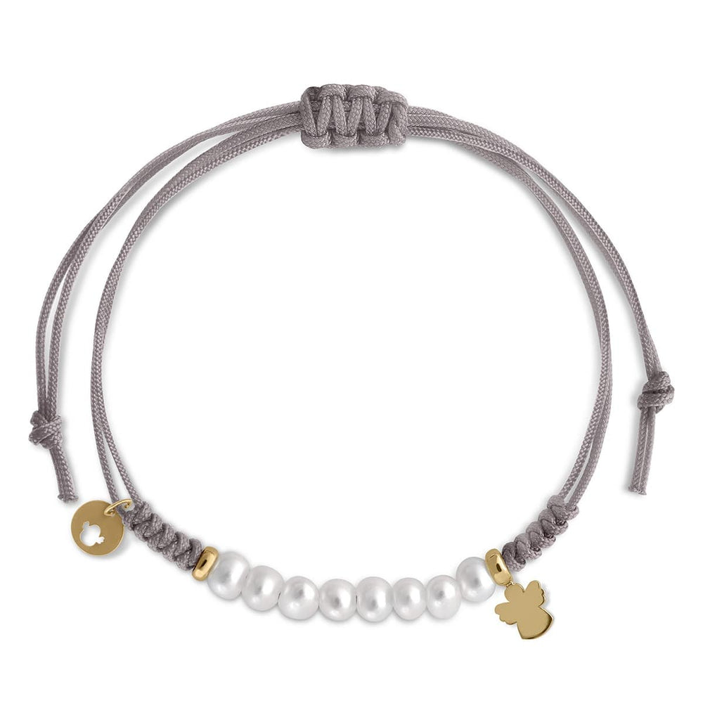 Pulsera Oro Macramé 8 perlas ángel