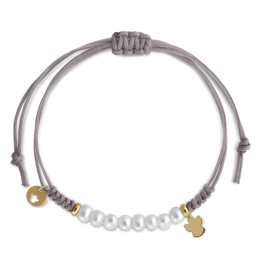 Pulsera Macramé Oro 8 Perlas - Ángel