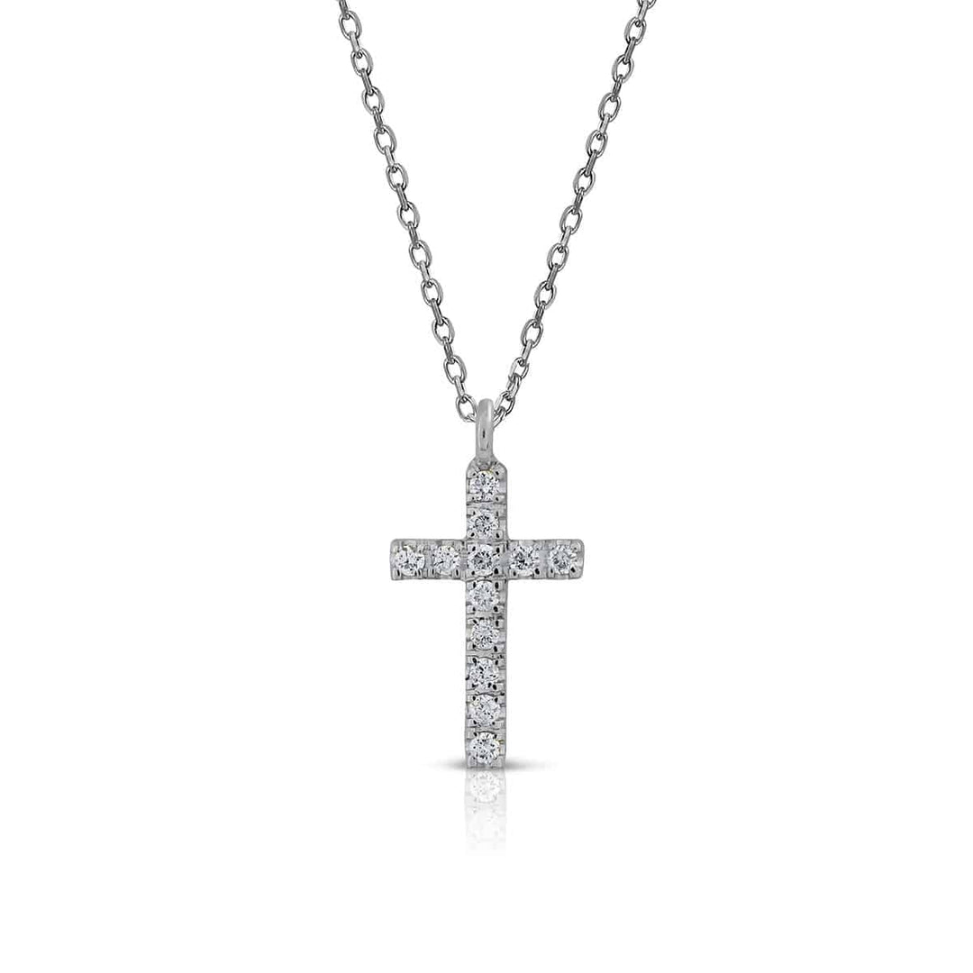 Prime Collection Diamonds M Cross Necklace