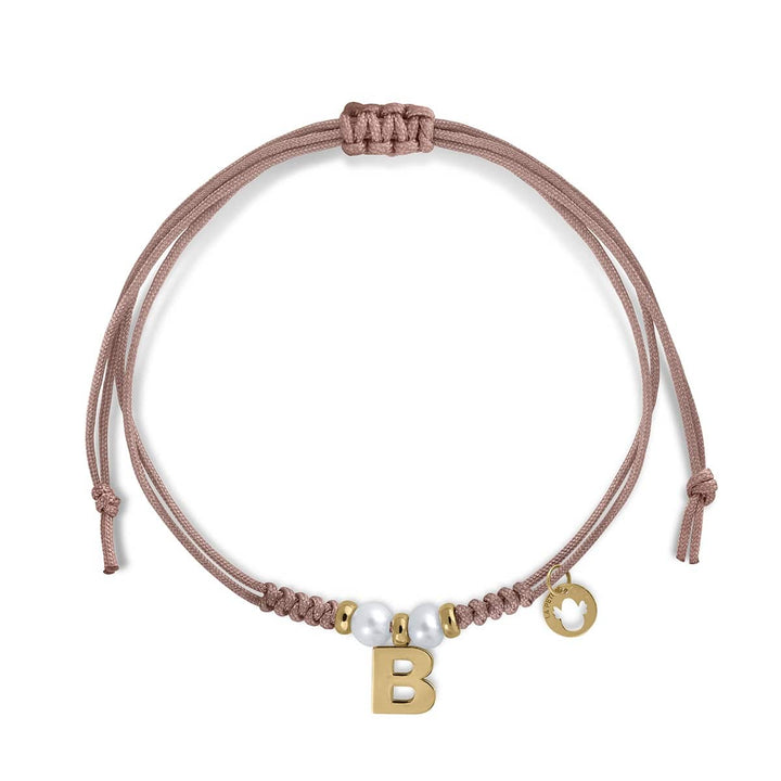 Pulsera Macramé Oro Inicial 2 Perlas