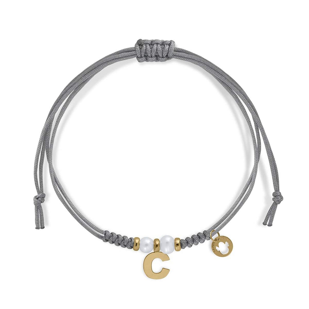 Initial 2 Pearls Macramé Bracelet