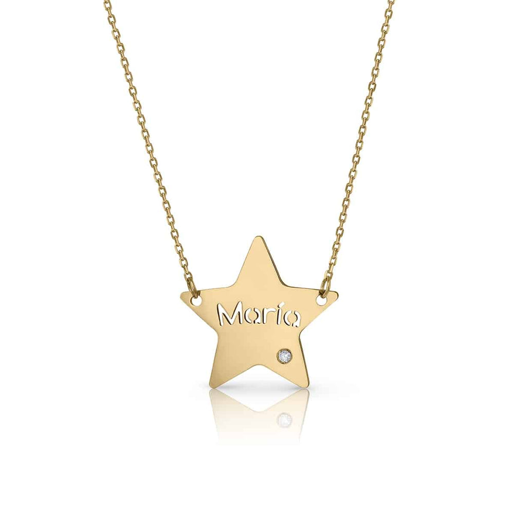 Name with Diamond Star Golden Necklace