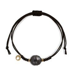 Pulsera oro macramé perla Tahití