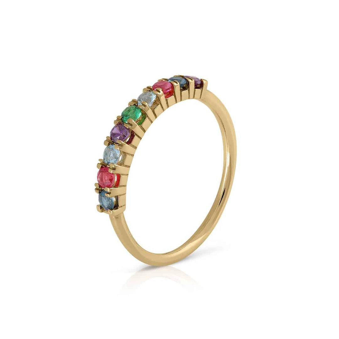 Anillo Oro 9 Topacios Tutti Frutti