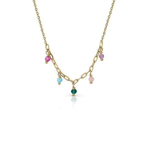 Golden Lotus and Stones Necklace