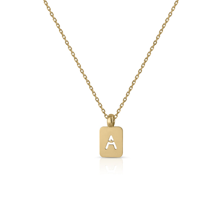Collar oro inicial chapa rectangular