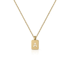 Collar oro inicial chapa rectangular