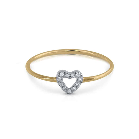 Anillo oro diamantes corazón