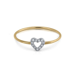 Anillo oro diamantes corazón