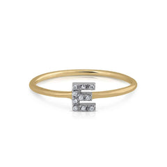 Anillo oro diamantes inicial E