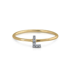 Anillo oro diamantes inicial L