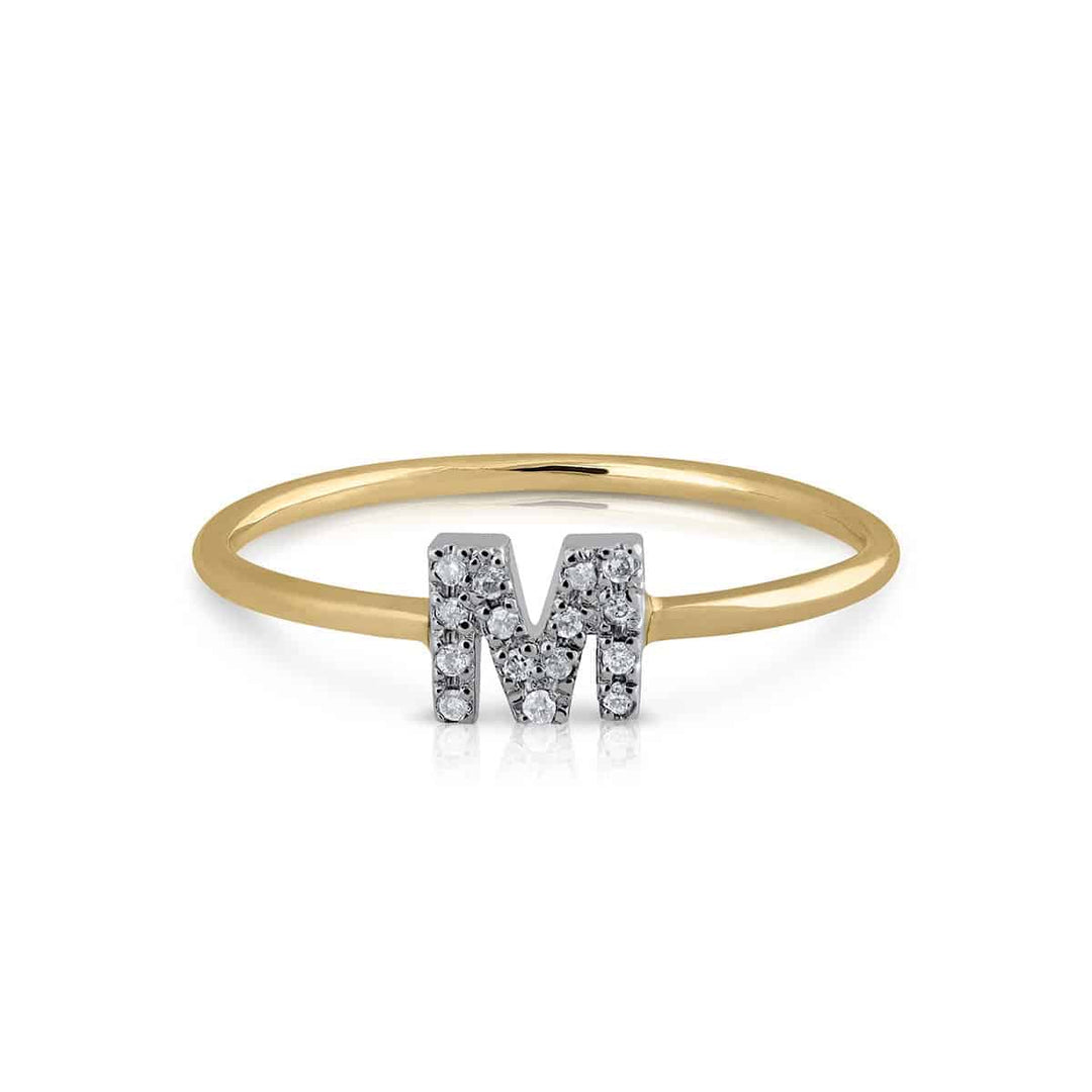 Anillo Colección Prime Inicial M Brillantes