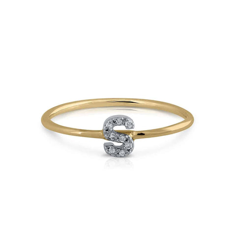 Prime Collection Diamonds Initial S Ring