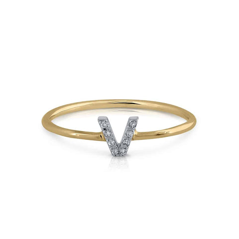 Prime Collection Diamonds Initial V Ring