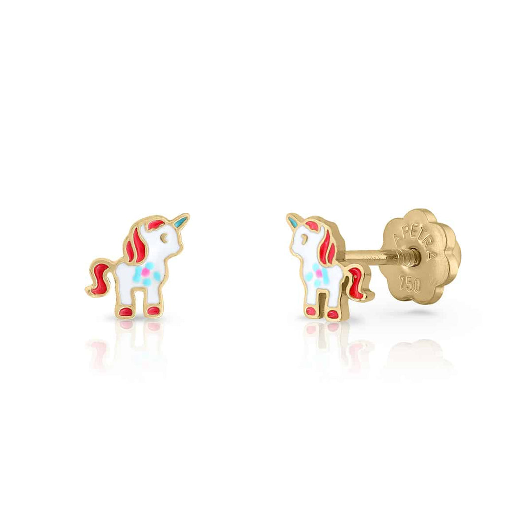 Pendientes Petrasus Esmalte Oro Rosca