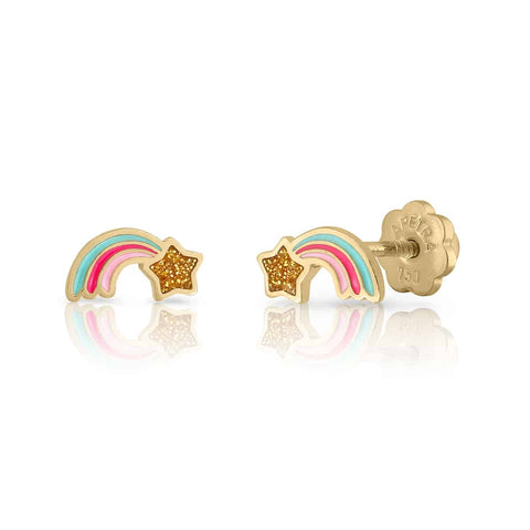Gold Enamel Shooting Star Earrings