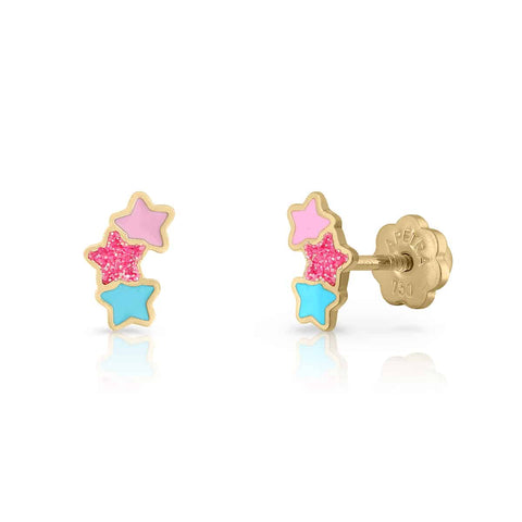 Star Climbing Earrings Enamel Gold