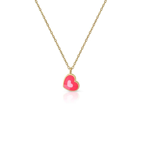 Gold Enamel Heart Necklace