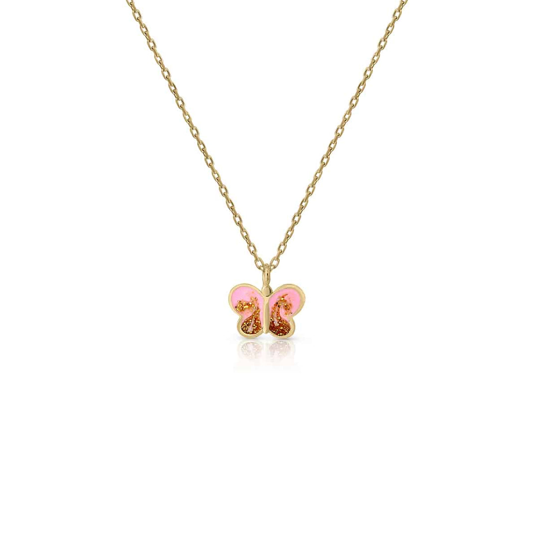 collar mariposa plana oro