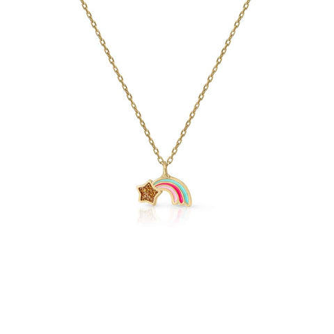 Gold Enamel Shooting Star Necklace