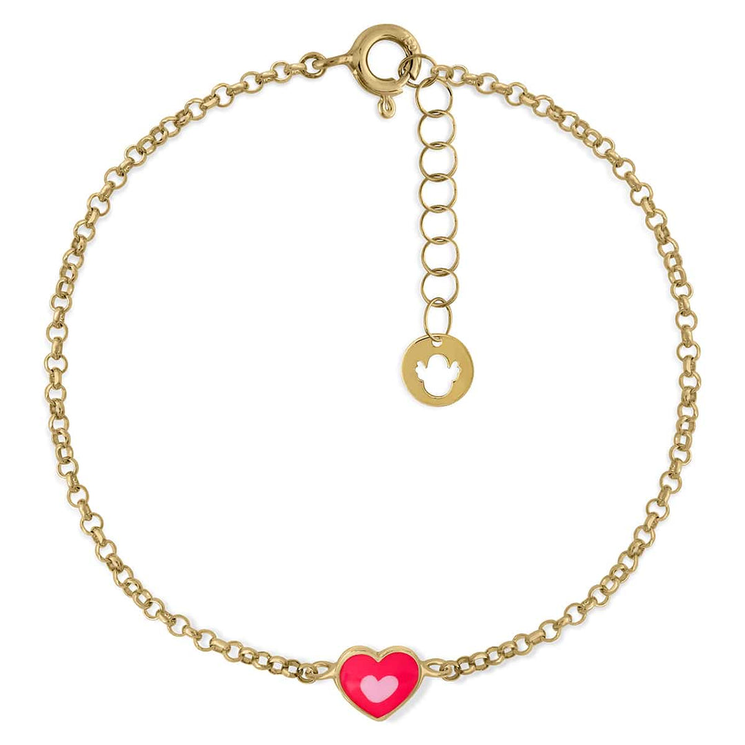 Pulsera Corazón Esmalte Oro