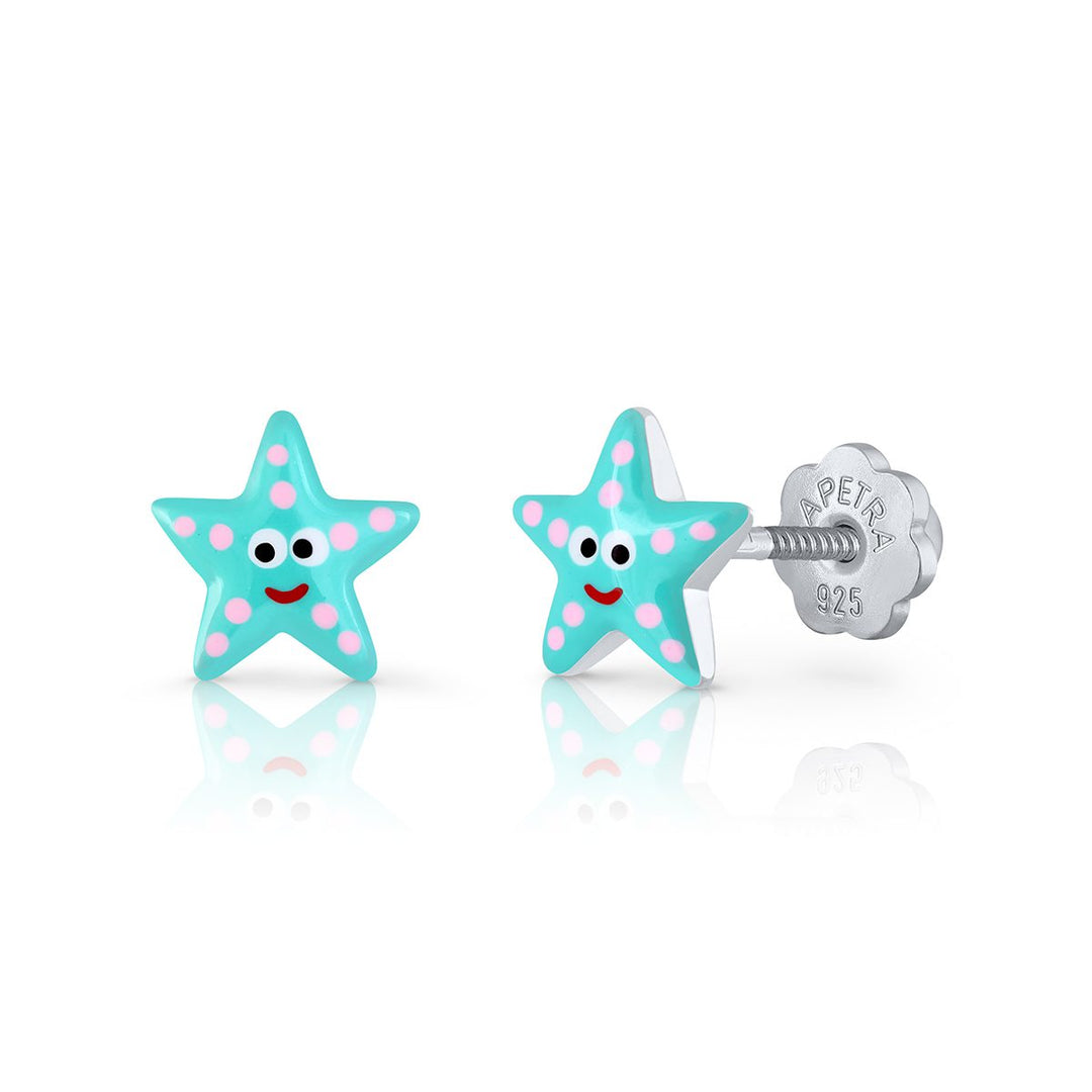 Pendiente Estrella Marina Rosca Azul