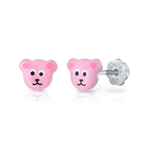Bear Face Enamel Earrings