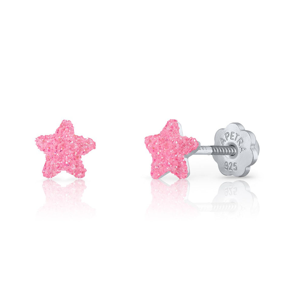 Pendientes Estrella Purpurina rosca