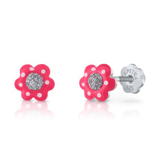 Mirror Flower Enamel Earrings