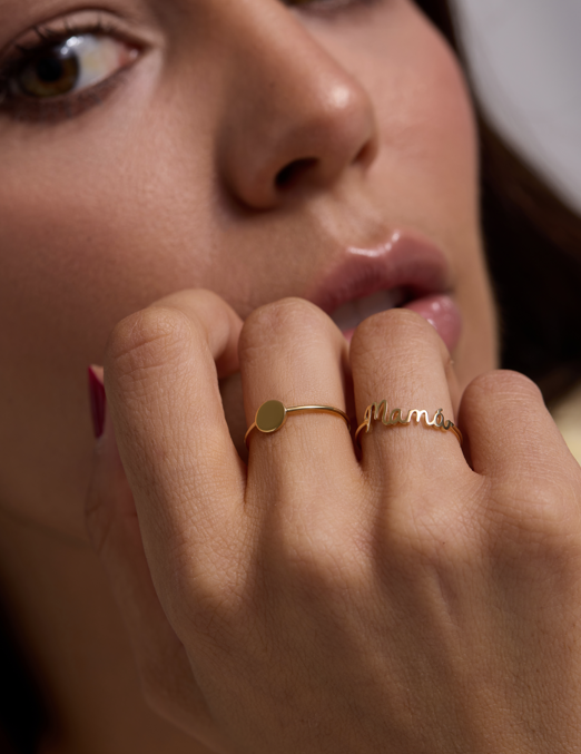 Anillo oro chapa redonda