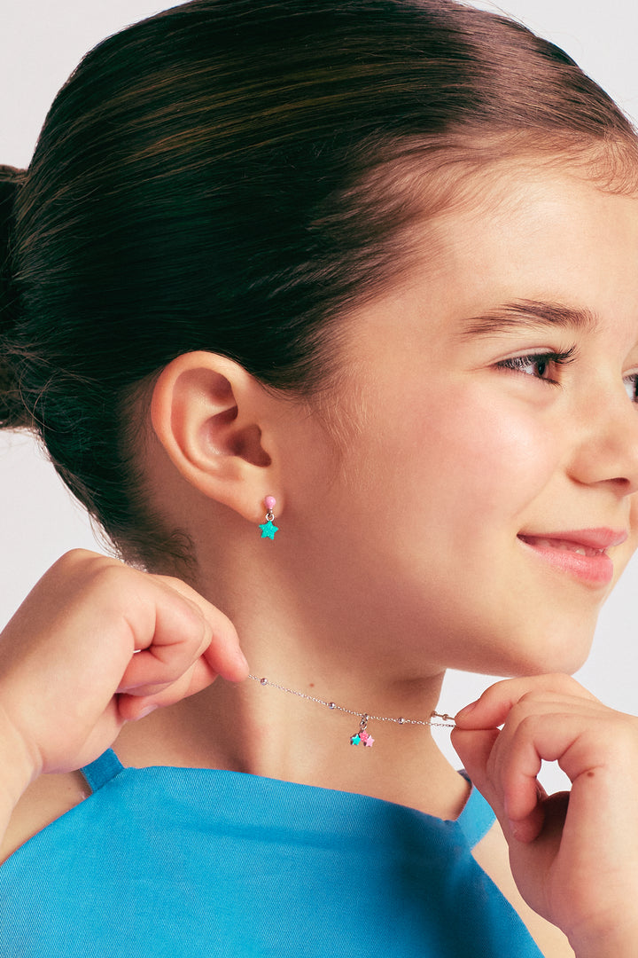 Candy Floss Glitter Star Earrings