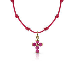 Collar oro mil nudos macramé cruz