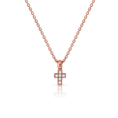 Pink zircon cross necklace