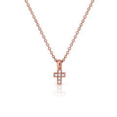 Collar cruz circonitas rosa