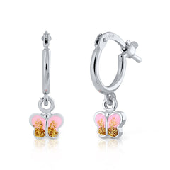 Mini aritos Pandereta mariposa glitter